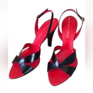 Giancarlo Paoli Black Leather Slingback Sandals, Size 37.5